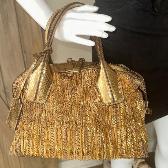 Tod’s Python Chain Link Gold Metallic D-bag - Picture 1 of 8